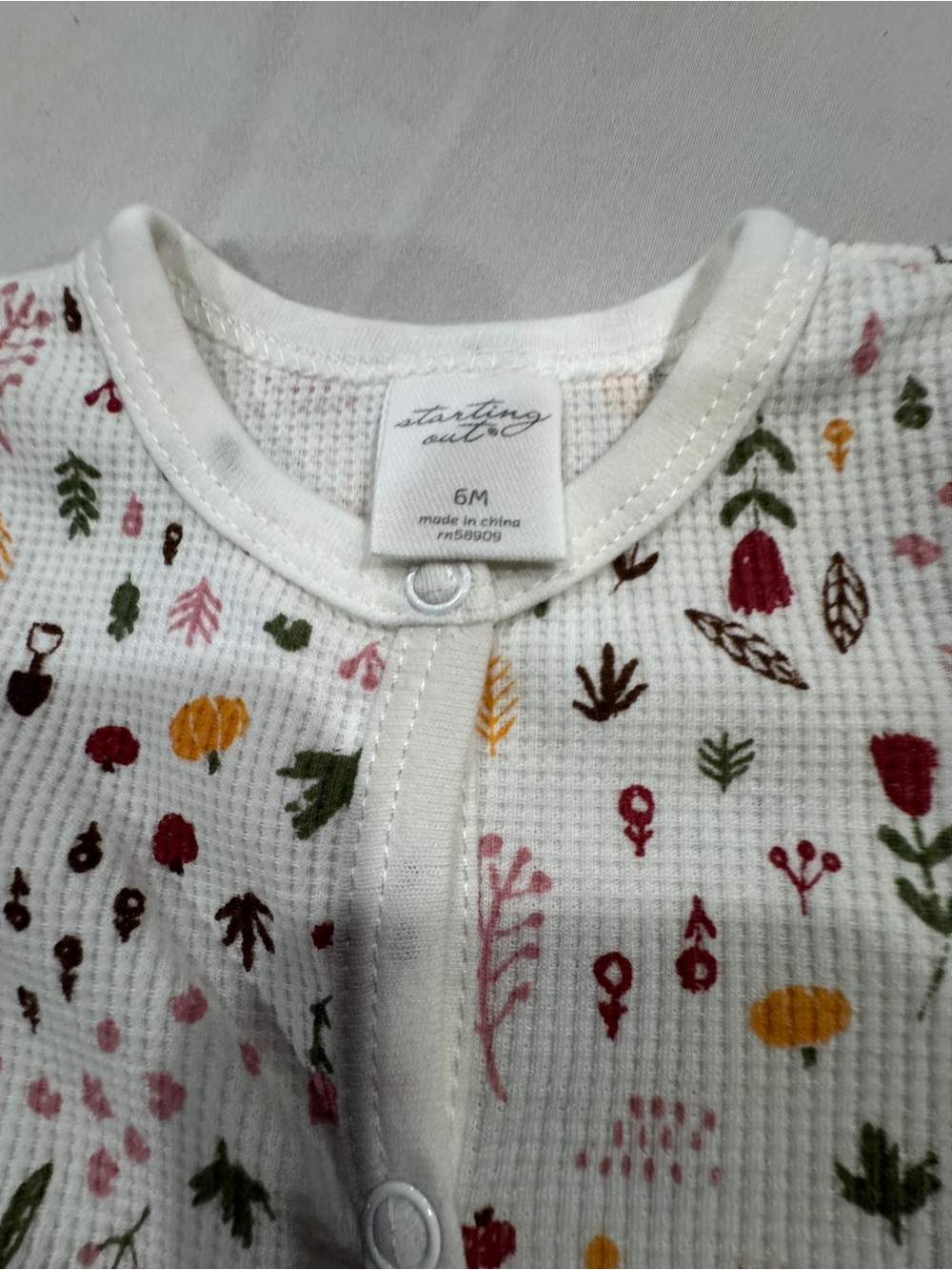 Starting Out White Floral Footed One-Piece with Multicolor Blooms - Picture 2 of 5